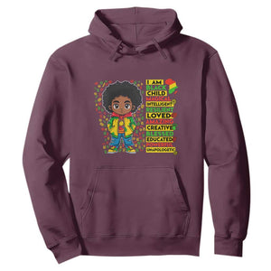 I Am Black Child Hoodie Afro Boy African American Pride Black History Month TS02 Maroon Print Your Wear