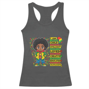 I Am Black Child Racerback Tank Top Afro Boy African American Pride Black History Month TS02 Dark Heather Print Your Wear