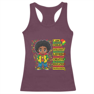 I Am Black Child Racerback Tank Top Afro Boy African American Pride Black History Month TS02 Maroon Print Your Wear