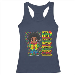 I Am Black Child Racerback Tank Top Afro Boy African American Pride Black History Month TS02 Navy Print Your Wear