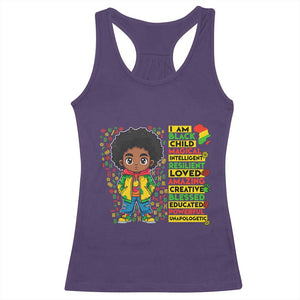 I Am Black Child Racerback Tank Top Afro Boy African American Pride Black History Month TS02 Purple Print Your Wear