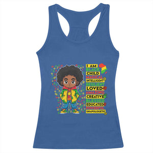 I Am Black Child Racerback Tank Top Afro Boy African American Pride Black History Month TS02 Royal Blue Print Your Wear