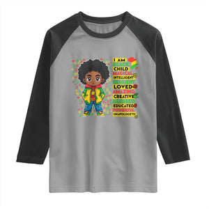 I Am Black Child Raglan Shirt Afro Boy African American Pride Black History Month TS02 Sport Gray Black Print Your Wear