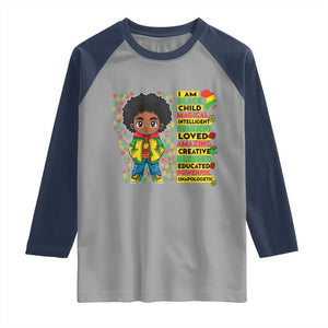 I Am Black Child Raglan Shirt Afro Boy African American Pride Black History Month TS02 Sport Gray Navy Print Your Wear