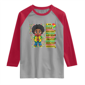 I Am Black Child Raglan Shirt Afro Boy African American Pride Black History Month TS02 Sport Gray Red Print Your Wear