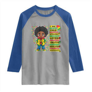 I Am Black Child Raglan Shirt Afro Boy African American Pride Black History Month TS02 Sport Gray Royal Print Your Wear