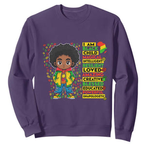 I Am Black Child Sweatshirt Afro Boy African American Pride Black History Month TS02 Purple Print Your Wear