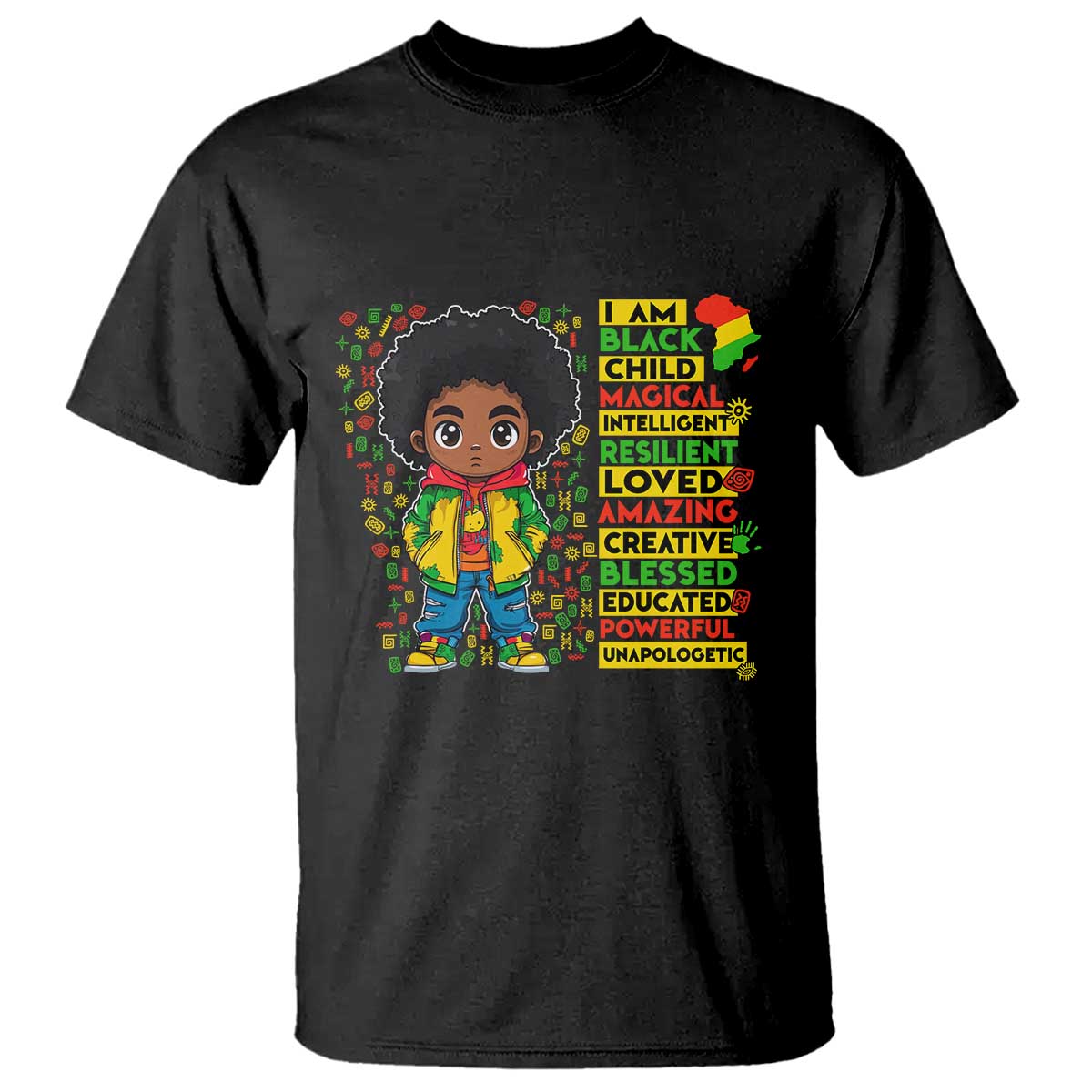 I Am Black Child T Shirt Afro Boy African American Pride Black History Month TS02 Black Print Your Wear