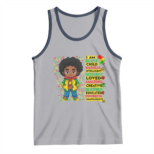 I Am Black Child Tank Top Afro Boy African American Pride Black History Month TS02 Athletic Heather Navy Print Your Wear