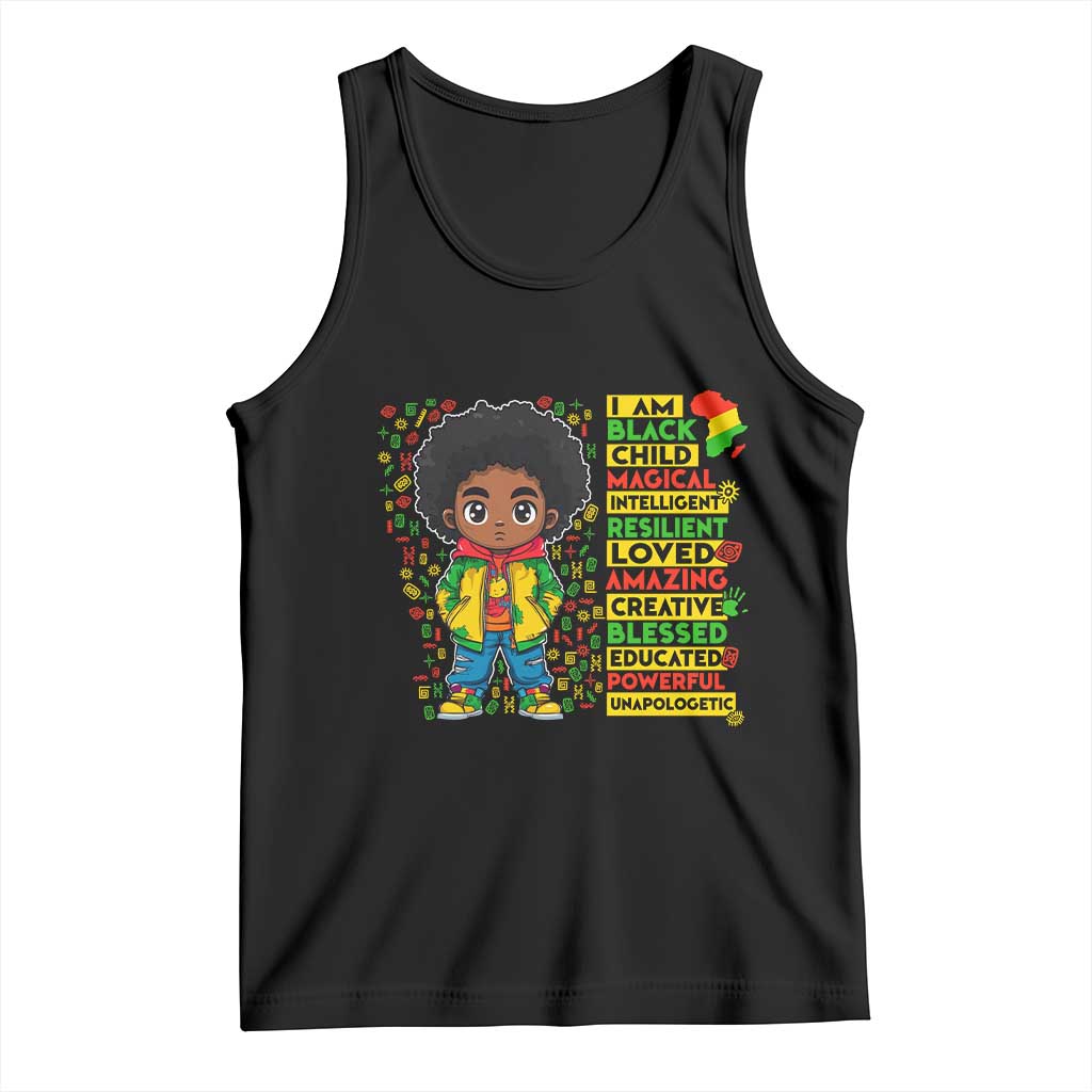 I Am Black Child Tank Top Afro Boy African American Pride Black History Month TS02 Black Print Your Wear