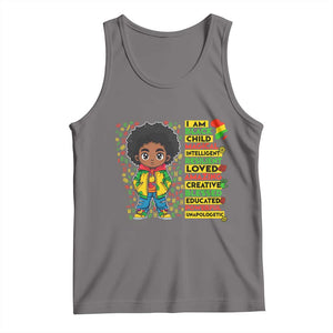 I Am Black Child Tank Top Afro Boy African American Pride Black History Month TS02 Deep Heather Print Your Wear