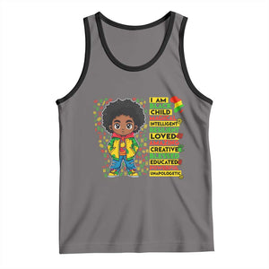 I Am Black Child Tank Top Afro Boy African American Pride Black History Month TS02 Deep Heather Black Print Your Wear