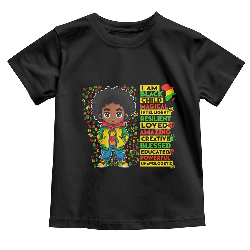 I Am Black Child Toddler T Shirt Afro Boy African American Pride Black History Month TS02 Black Print Your Wear