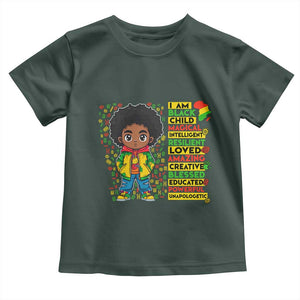 I Am Black Child Toddler T Shirt Afro Boy African American Pride Black History Month TS02 Dark Forest Green Print Your Wear