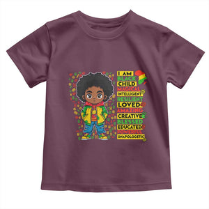 I Am Black Child Toddler T Shirt Afro Boy African American Pride Black History Month TS02 Maroon Print Your Wear