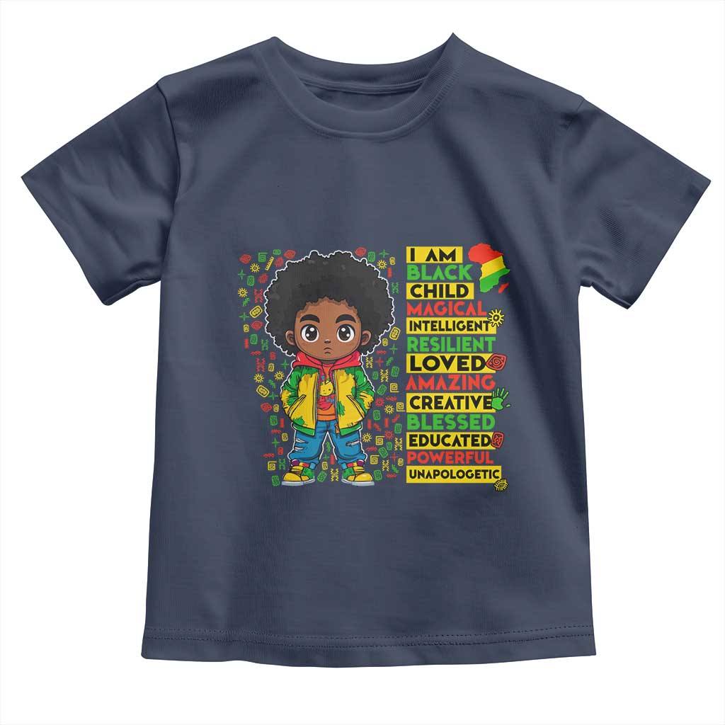 I Am Black Child Toddler T Shirt Afro Boy African American Pride Black History Month TS02 Navy Print Your Wear