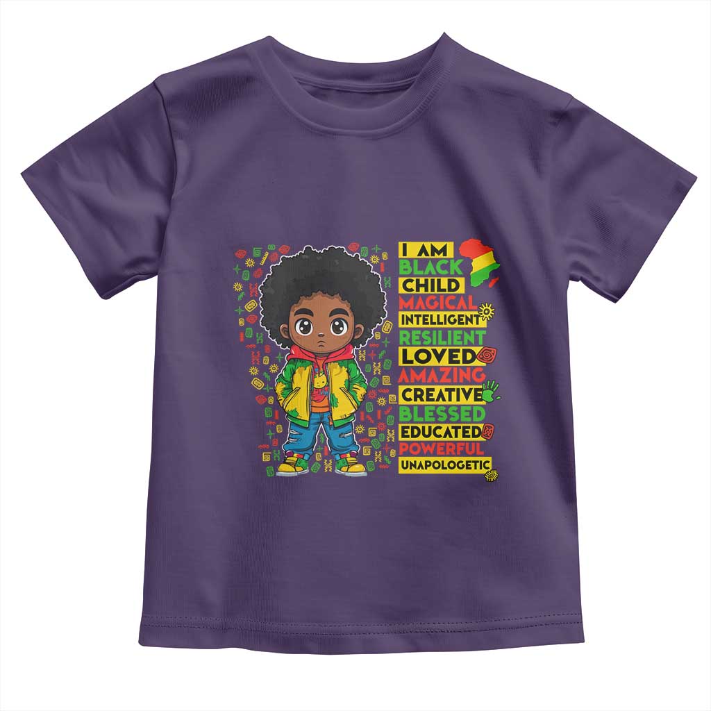 I Am Black Child Toddler T Shirt Afro Boy African American Pride Black History Month TS02 Purple Print Your Wear