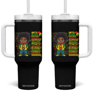 I Am Black Child Tumbler With Handle Afro Boy African American Pride Black History Month TS02 One Size: 40 oz Black Print Your Wear