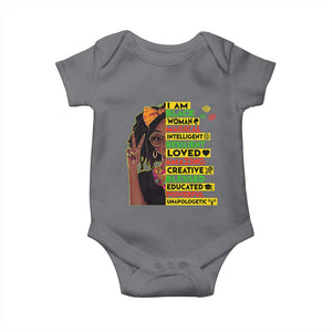 I Am Black Woman Baby Onesie Locd African American Pride Black History Month TS02 Charcoal Print Your Wear