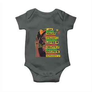 I Am Black Woman Baby Onesie Locd African American Pride Black History Month TS02 Dark Heather Print Your Wear