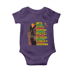 I Am Black Woman Baby Onesie Locd African American Pride Black History Month TS02 Purple Print Your Wear