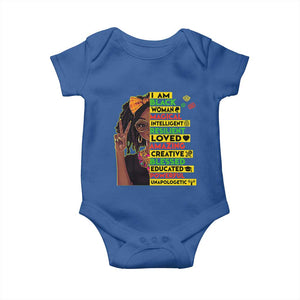 I Am Black Woman Baby Onesie Locd African American Pride Black History Month TS02 Royal Blue Print Your Wear