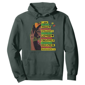 I Am Black Woman Hoodie Locd African American Pride Black History Month TS02 Dark Forest Green Print Your Wear