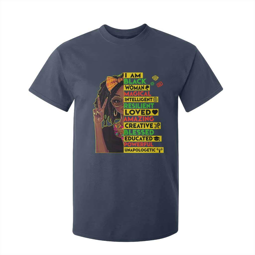 I Am Black Woman T Shirt For Kid Locd African American Pride Black History Month TS02 Navy Print Your Wear