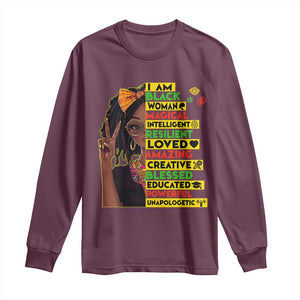 I Am Black Woman Long Sleeve Shirt Locd African American Pride Black History Month TS02 Maroon Print Your Wear