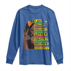 I Am Black Woman Long Sleeve Shirt Locd African American Pride Black History Month TS02 Royal Blue Print Your Wear