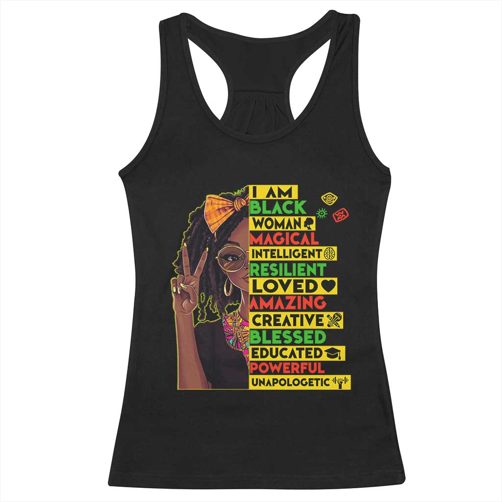 I Am Black Woman Racerback Tank Top Locd African American Pride Black History Month TS02 Black Print Your Wear