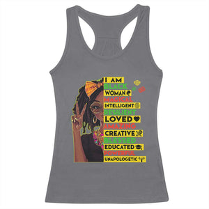 I Am Black Woman Racerback Tank Top Locd African American Pride Black History Month TS02 Charcoal Print Your Wear