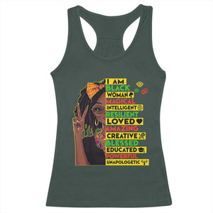 I Am Black Woman Racerback Tank Top Locd African American Pride Black History Month TS02 Dark Forest Green Print Your Wear