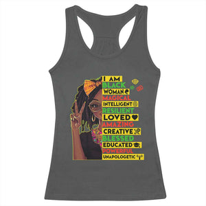 I Am Black Woman Racerback Tank Top Locd African American Pride Black History Month TS02 Dark Heather Print Your Wear