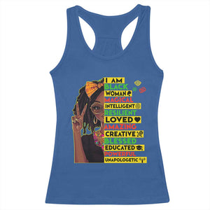 I Am Black Woman Racerback Tank Top Locd African American Pride Black History Month TS02 Royal Blue Print Your Wear