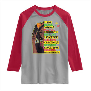 I Am Black Woman Raglan Shirt Locd African American Pride Black History Month TS02 Sport Gray Red Print Your Wear