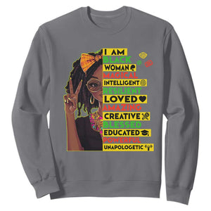 I Am Black Woman Sweatshirt Locd African American Pride Black History Month TS02 Charcoal Print Your Wear