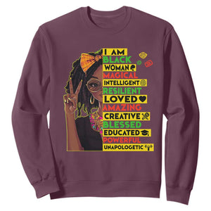 I Am Black Woman Sweatshirt Locd African American Pride Black History Month TS02 Maroon Print Your Wear