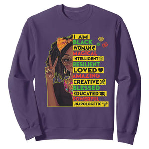 I Am Black Woman Sweatshirt Locd African American Pride Black History Month TS02 Purple Print Your Wear