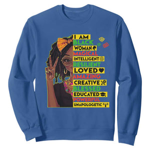 I Am Black Woman Sweatshirt Locd African American Pride Black History Month TS02 Royal Blue Print Your Wear