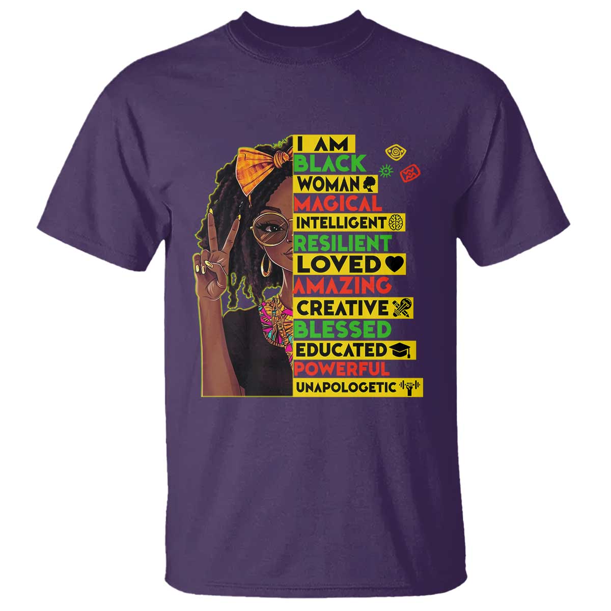 I Am Black Woman T Shirt Locd African American Pride Black History Month TS02 Purple Print Your Wear