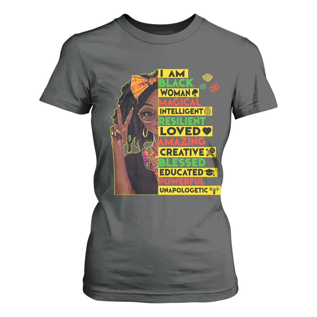 I Am Black Woman T Shirt For Women Locd African American Pride Black History Month TS02 Dark Heather Print Your Wear