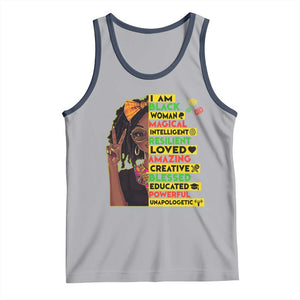 I Am Black Woman Tank Top Locd African American Pride Black History Month TS02 Athletic Heather Navy Print Your Wear