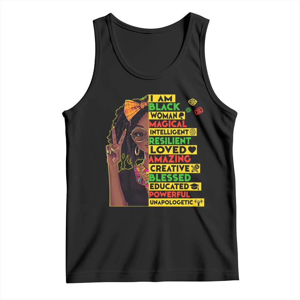 I Am Black Woman Tank Top Locd African American Pride Black History Month TS02 Black Print Your Wear