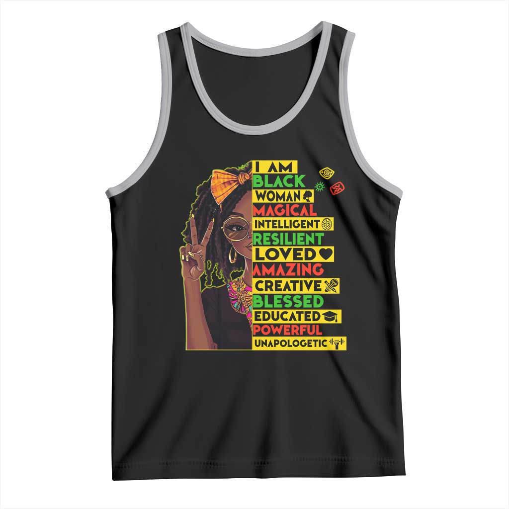 I Am Black Woman Tank Top Locd African American Pride Black History Month TS02 Black Athletic Heather Print Your Wear