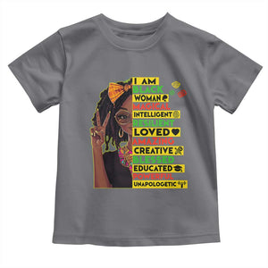 I Am Black Woman Toddler T Shirt Locd African American Pride Black History Month TS02 Charcoal Print Your Wear