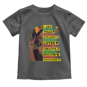 I Am Black Woman Toddler T Shirt Locd African American Pride Black History Month TS02 Dark Heather Print Your Wear