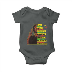 I Am Black Man Baby Onesie Cool Locd African American Pride Black History Month TS02 Dark Heather Print Your Wear
