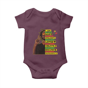 I Am Black Man Baby Onesie Cool Locd African American Pride Black History Month TS02 Maroon Print Your Wear