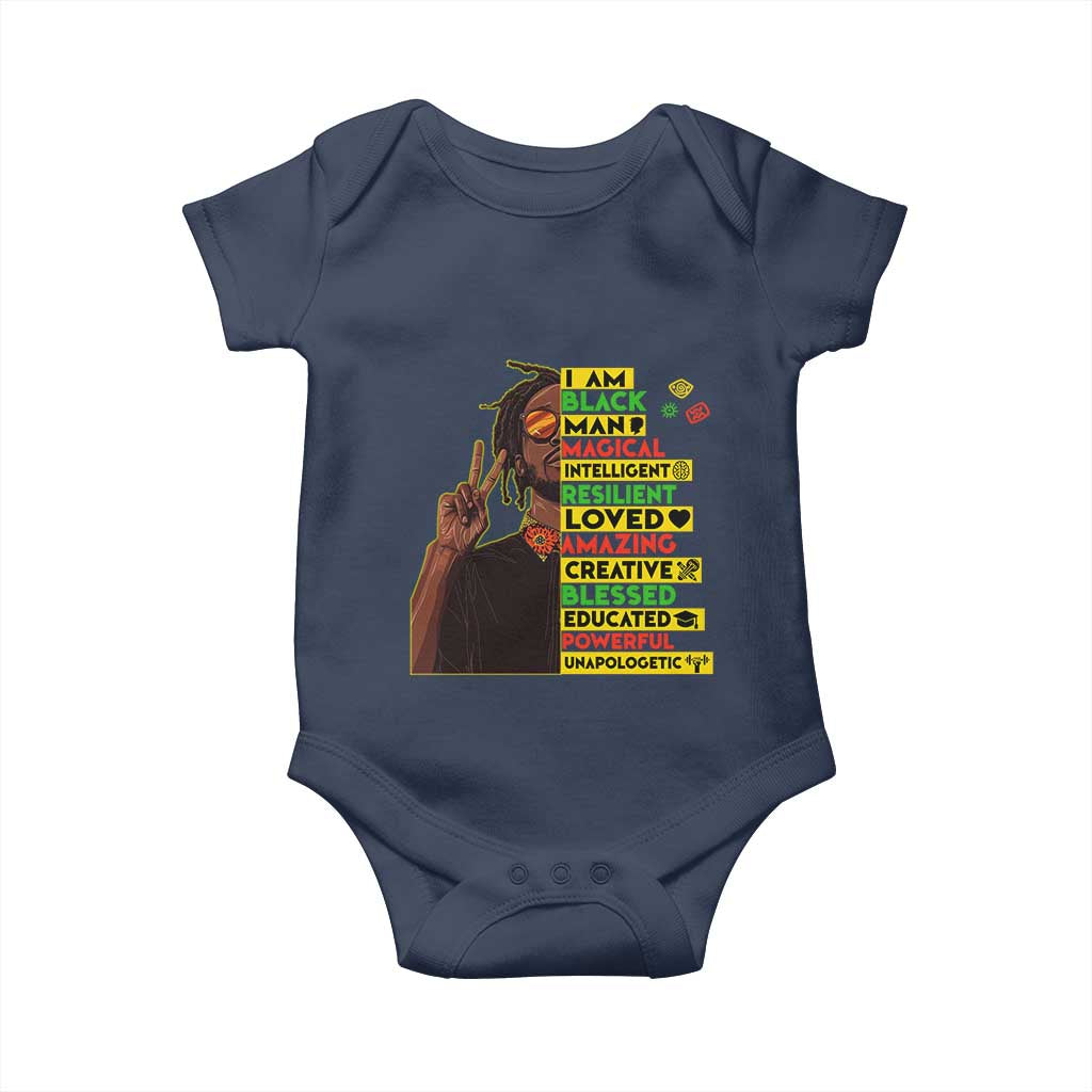 I Am Black Man Baby Onesie Cool Locd African American Pride Black History Month TS02 Navy Print Your Wear